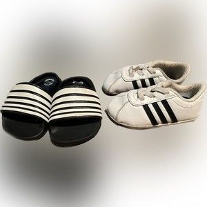 Baby Shoes Size 3 Black White Sandals Slides Adidas Sneakers Toddler Shoes LOT